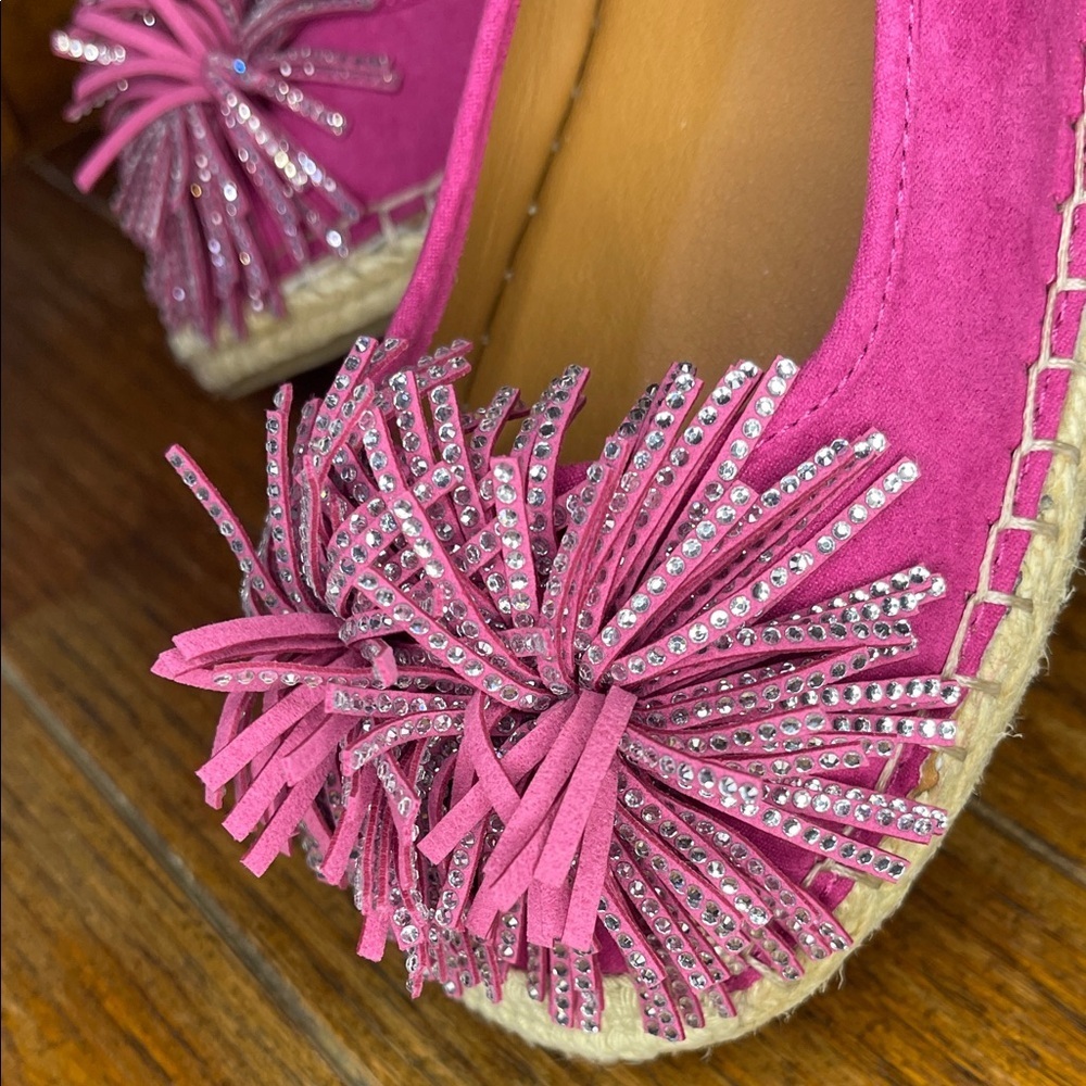 Charles by Charles Davis Women’s Omen Rhinestone Encrusted Pompom Espadrille 6.5 - Picture 5 of 11